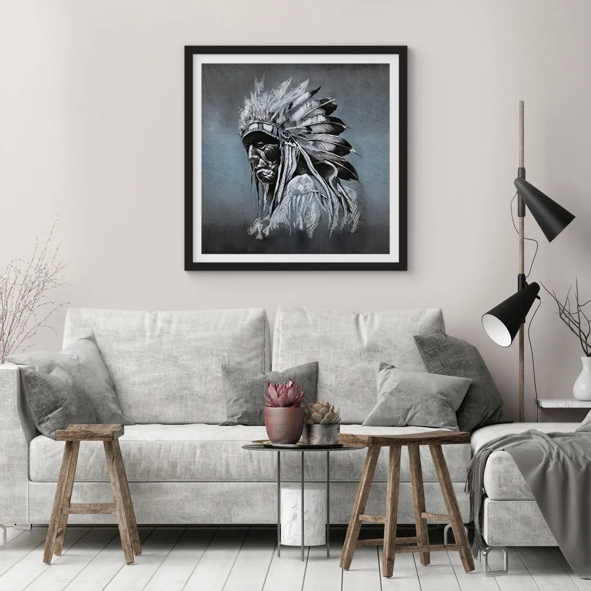 Poster in een zwarte lijst - Keer terug naar de wortels - 30x30 cm