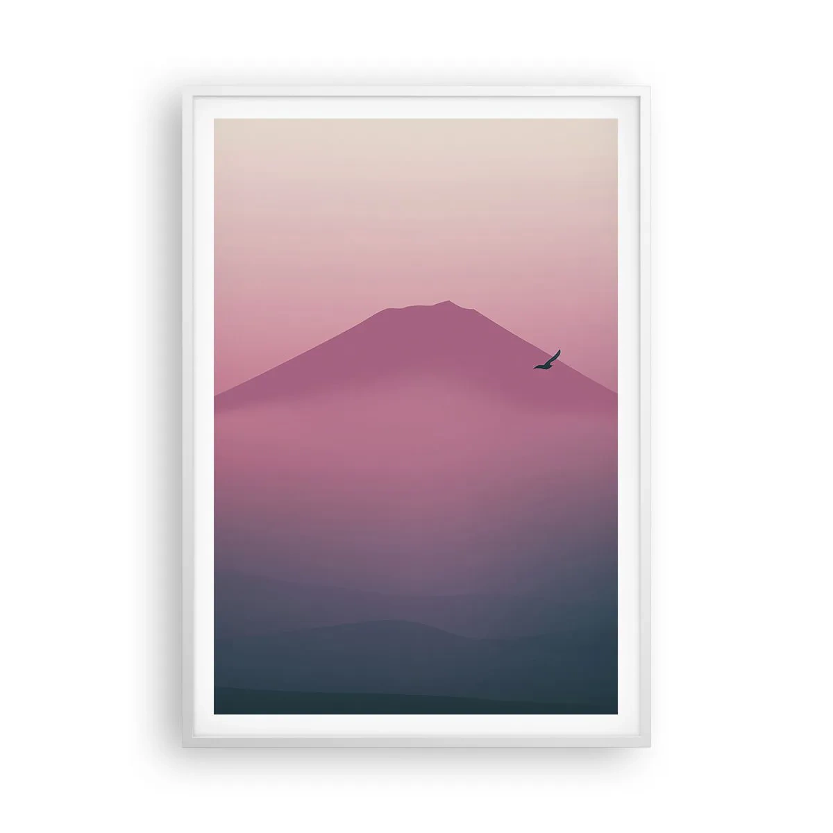 Poster in een witte lijst - Wandelaars boven de wolken - 70x100 cm