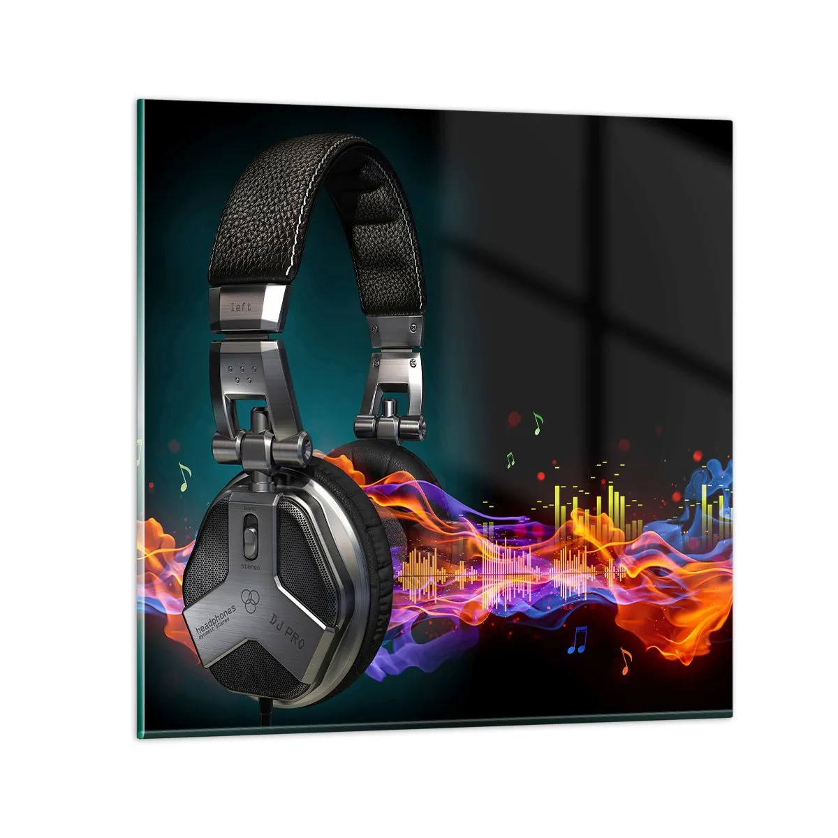 Schilderen op glas - In vuur en vlam van muziek - 40x40 cm