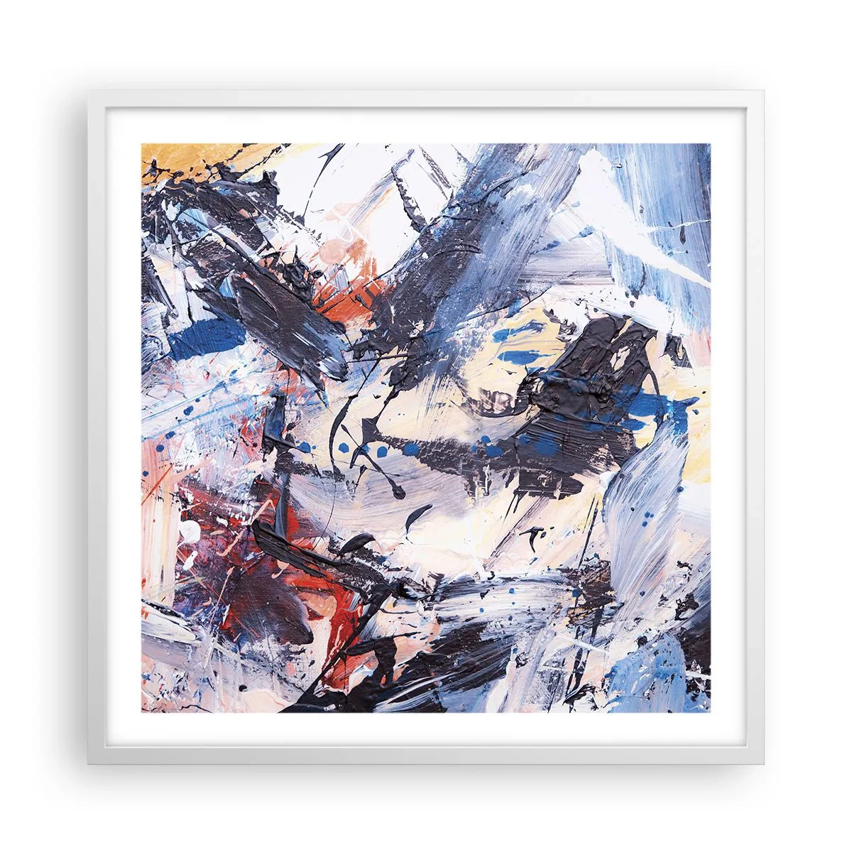 Poster in een witte lijst - Gekke dans van abstractie - 60x60 cm