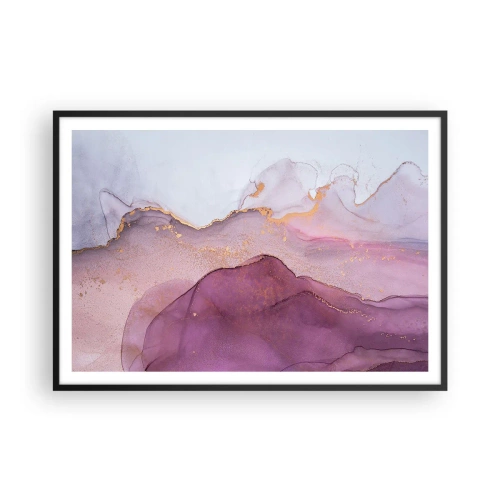 Poster in een zwarte lijst - Lila en paarse golven - 100x70 cm