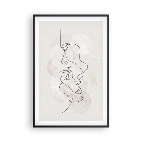 Poster in een zwarte lijst - Verstrikt in een omhelzing - 61x91 cm