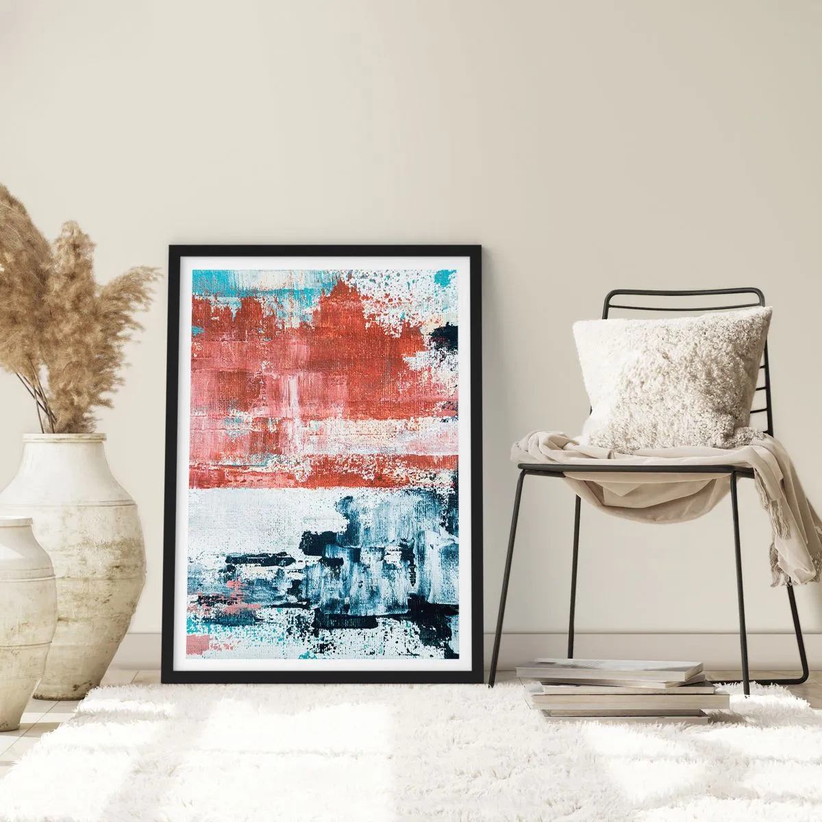 Poster in een zwarte lijst - Fifty Fifty abstract - 40x50 cm