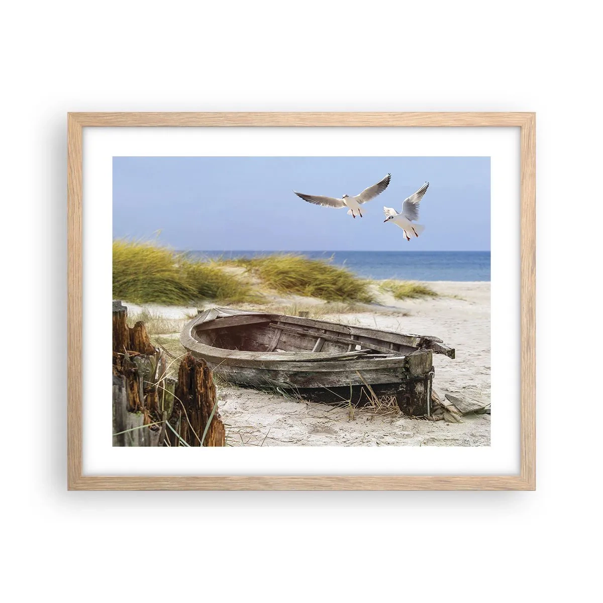 Een poster in een licht eiken lijst - Badend in de wind - 50x40 cm