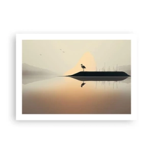 Poster - Heer op het meer - 70x50 cm