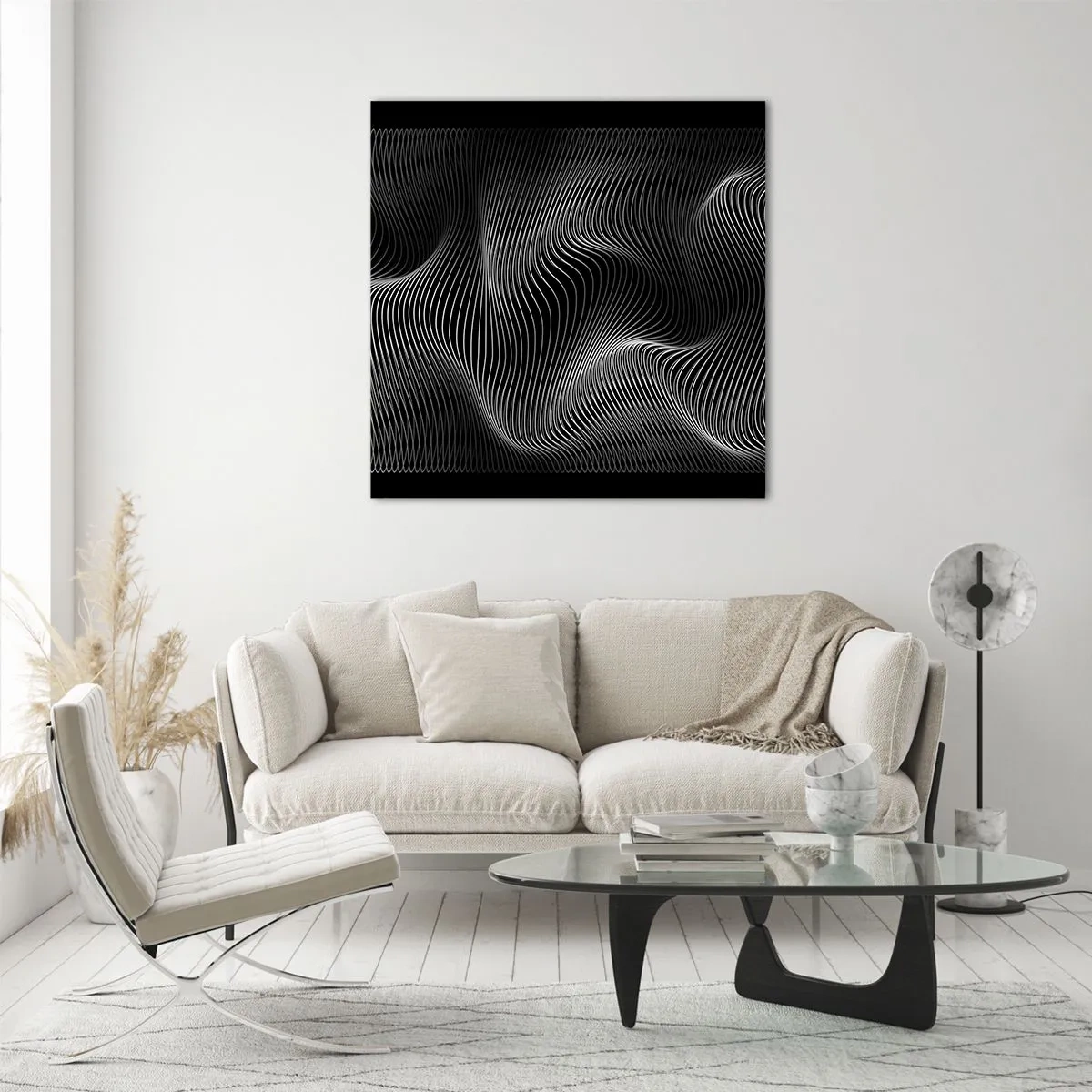 Schilderen op glas - Dans van licht in de ruimte - 60x60 cm