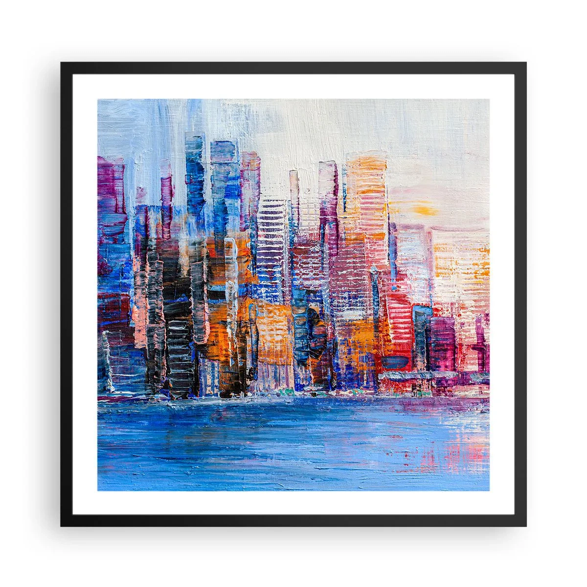 Poster in een zwarte lijst - Een vrolijke metropool - 60x60 cm