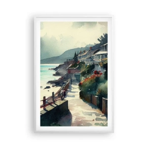 Poster in een witte lijst - Mediterrane stad - 61x91 cm