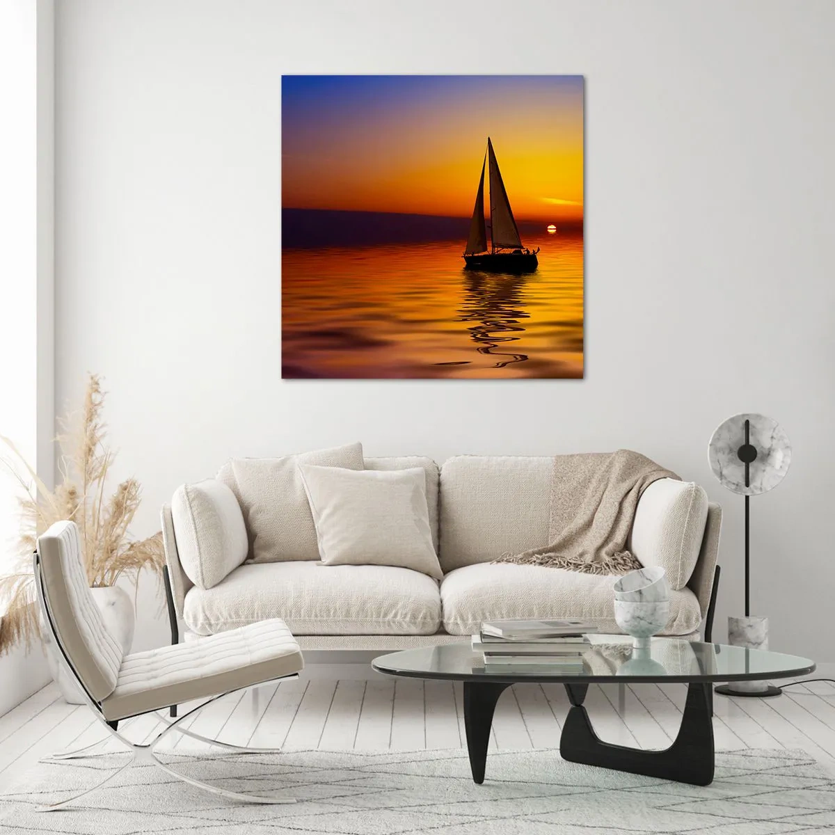 Schilderen op glas - Hoe stil is het hier in de schemering... - 50x50 cm