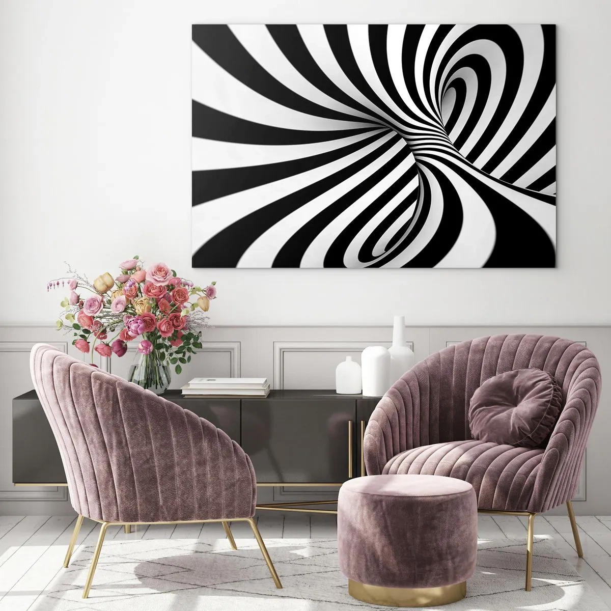 Schilderen op glas - Compositie: dansende ruimte - 120x80 cm