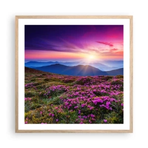 Een poster in een licht eiken lijst - Kruiden roken naar verse trossen van de velden - 60x60 cm