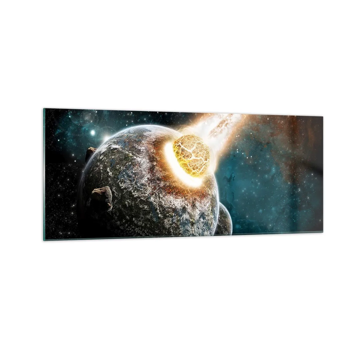 Schilderen op glas - Vernietiging of geboorte - 100x40 cm