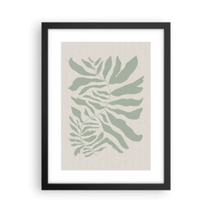 Poster in een zwarte lijst - Smaragdgroene tak - 30x40 cm