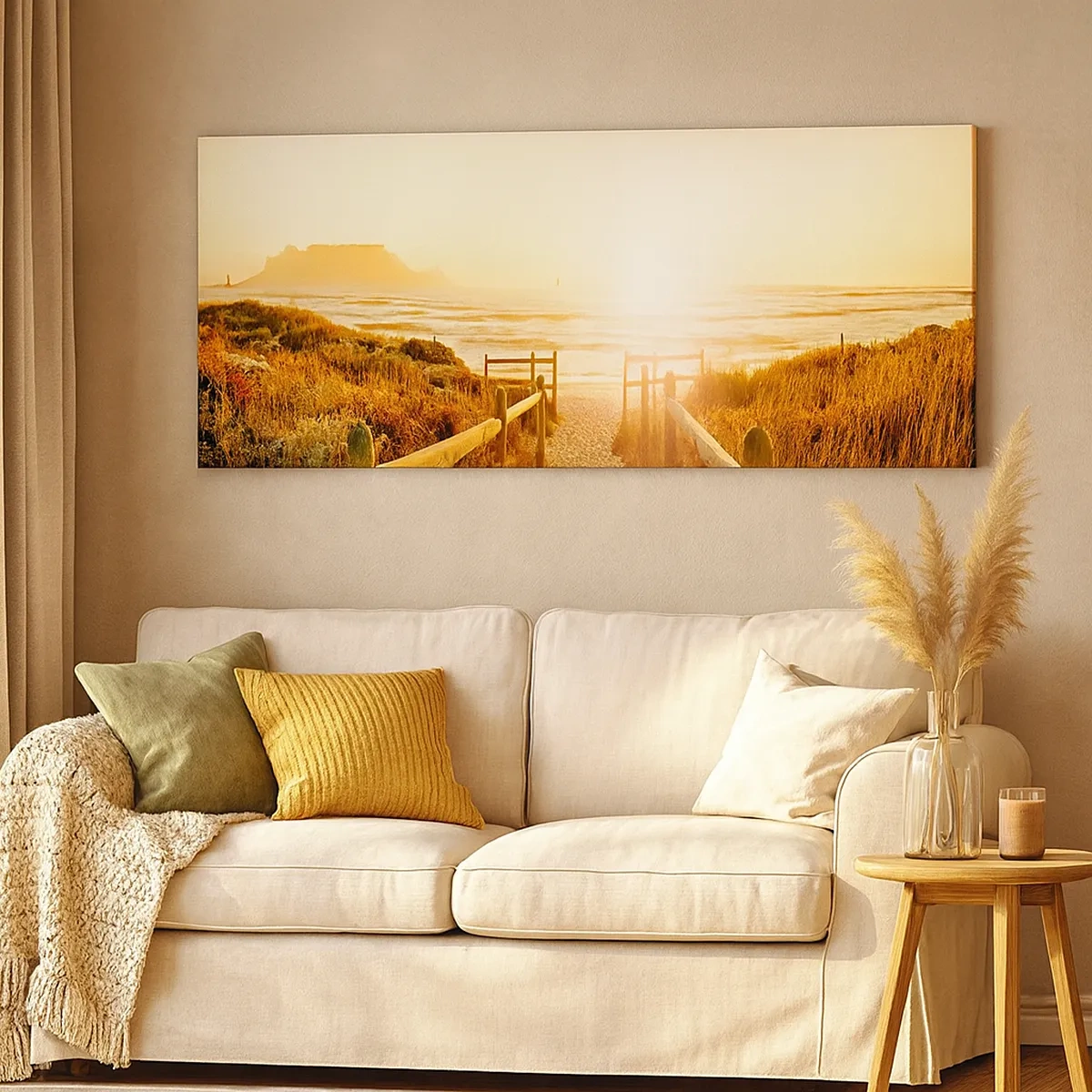 Schilderen op canvas - Over het duin, richting de zon - 30x30 cm