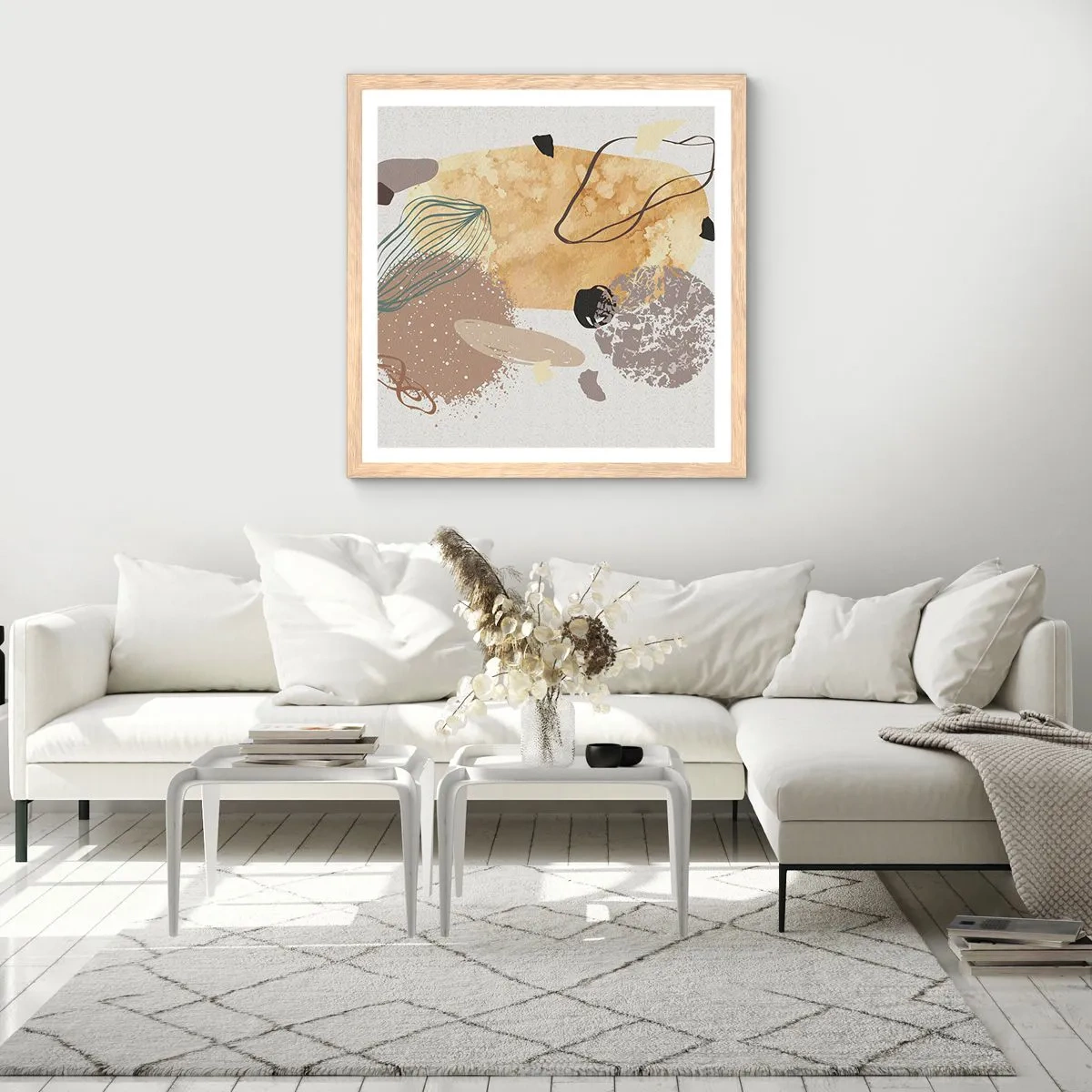 Een poster in een licht eiken lijst - Toegepaste plumcologie - 50x50 cm