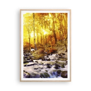 Een poster in een licht eiken lijst - Stenen gezet in goud en platina - 70x100 cm