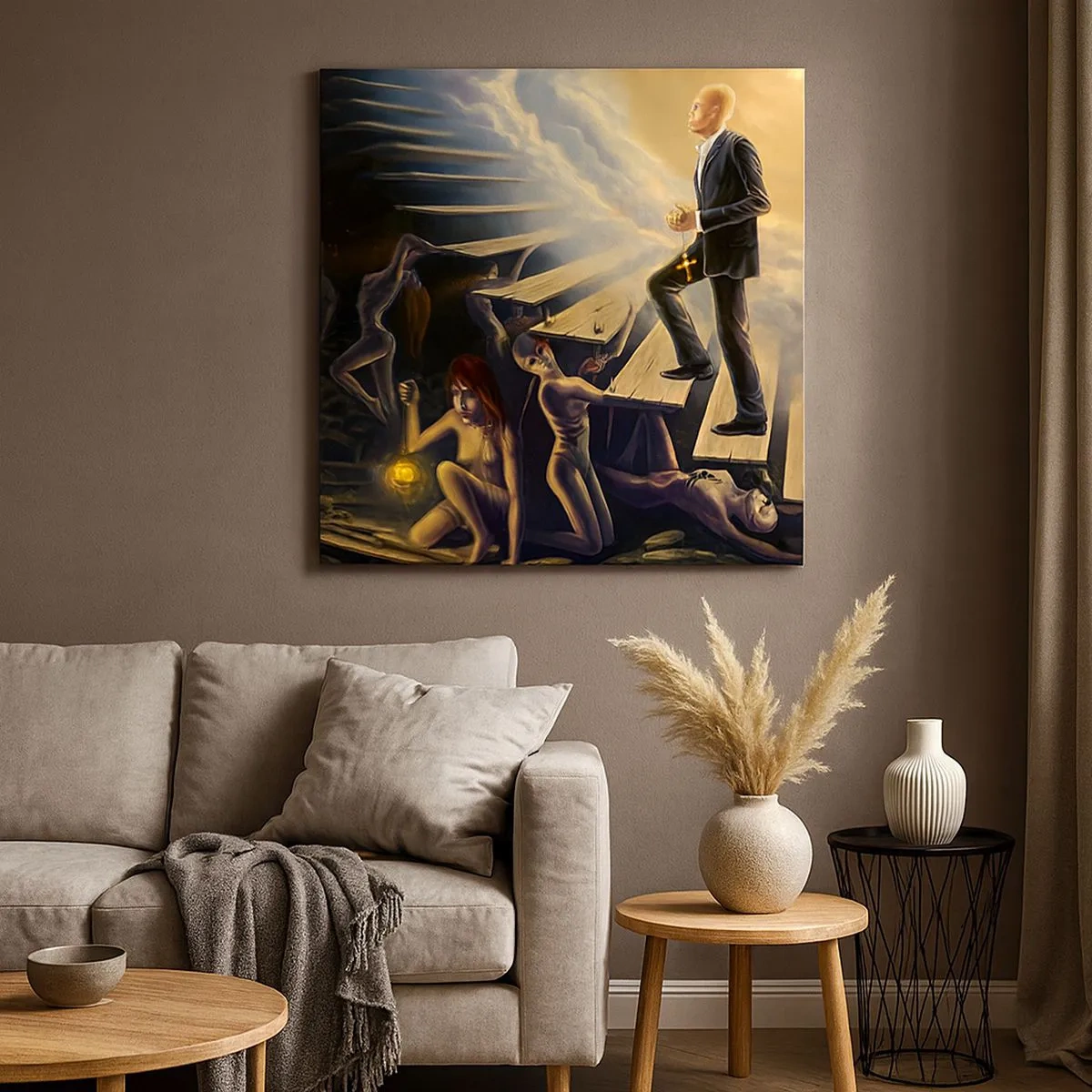 Schilderen op canvas - Danteske reis naar het licht - 30x30 cm