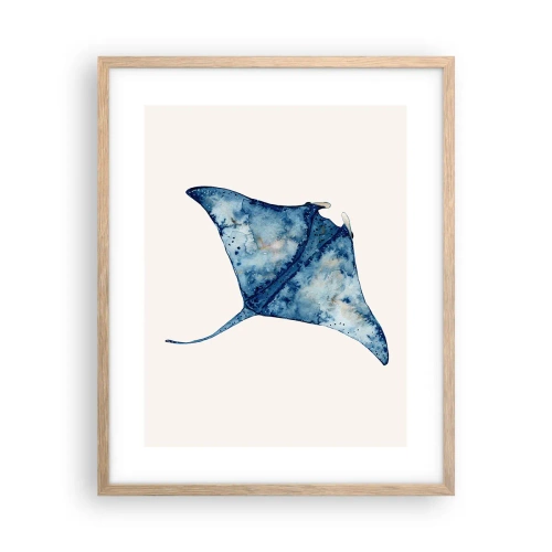 Een poster in een licht eiken lijst - Leven in blauw - 40x50 cm