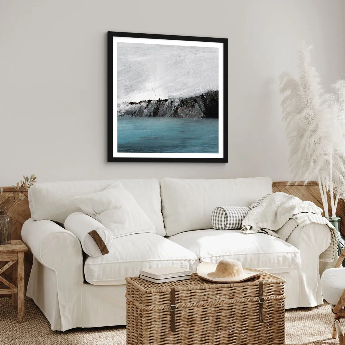 Poster in een zwarte lijst - Water – aarde: botsing der elementen - 40x40 cm