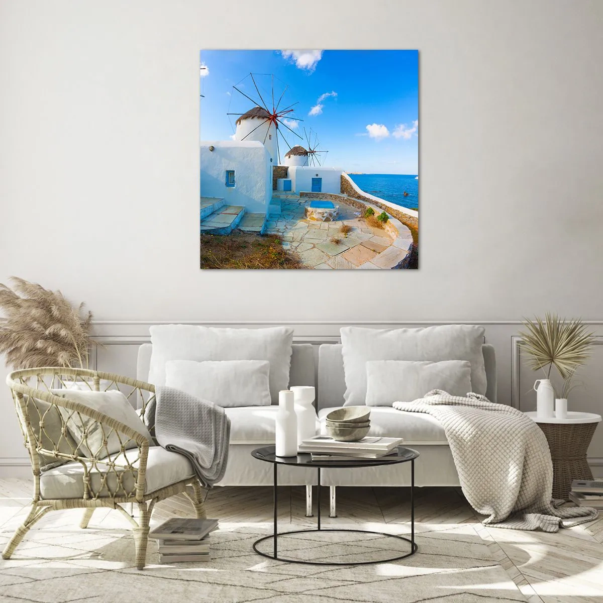 Schilderen op glas - De blauwe wind uit de zee - 60x60 cm