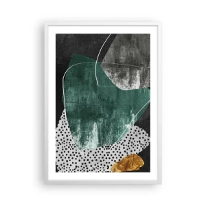 Poster in een witte lijst - Kleurrijke abstractie met bladgoud - 50x70 cm