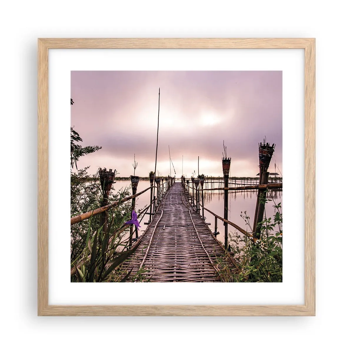 Een poster in een licht eiken lijst - Rust en stilte van Azië - 40x40 cm