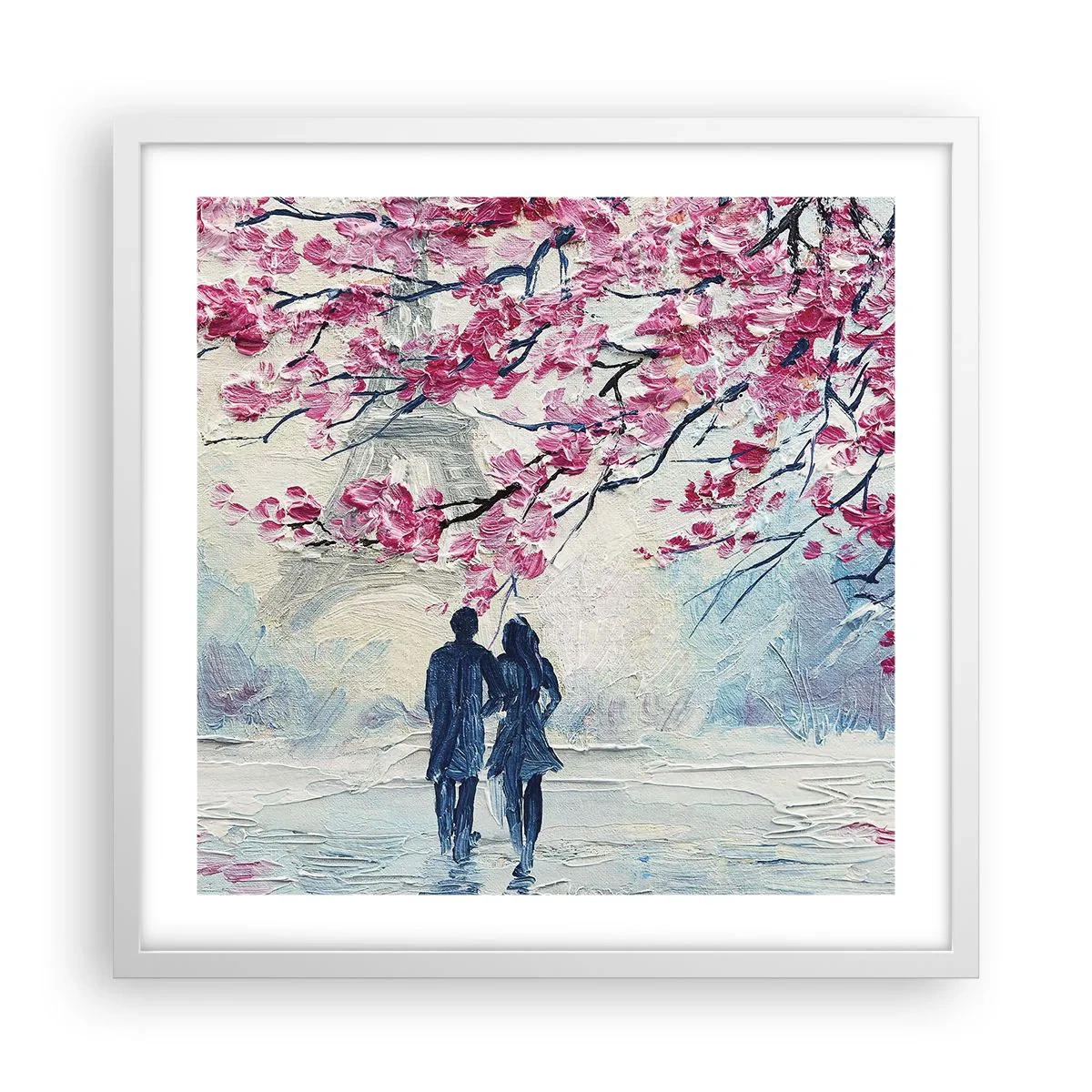 Poster in een witte lijst - Een romantische wandeling - 50x50 cm