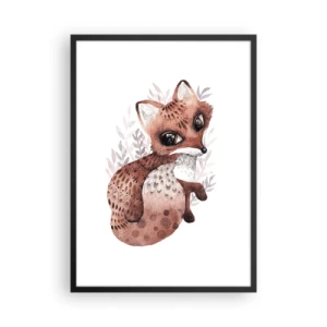 Poster in een zwarte lijst - Een schattige aquarelvos op een witte achtergrond - 50x70cm - Houd er gewoon van - Moderne wanddecoratie voor woonkamer en slaapkamer ARTTOR