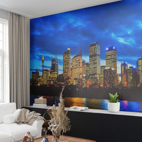 Fotobehang Premium Canvas - Een nacht van licht en kleuren - Stad, Sydney, Architectuur - 300x210 cm
