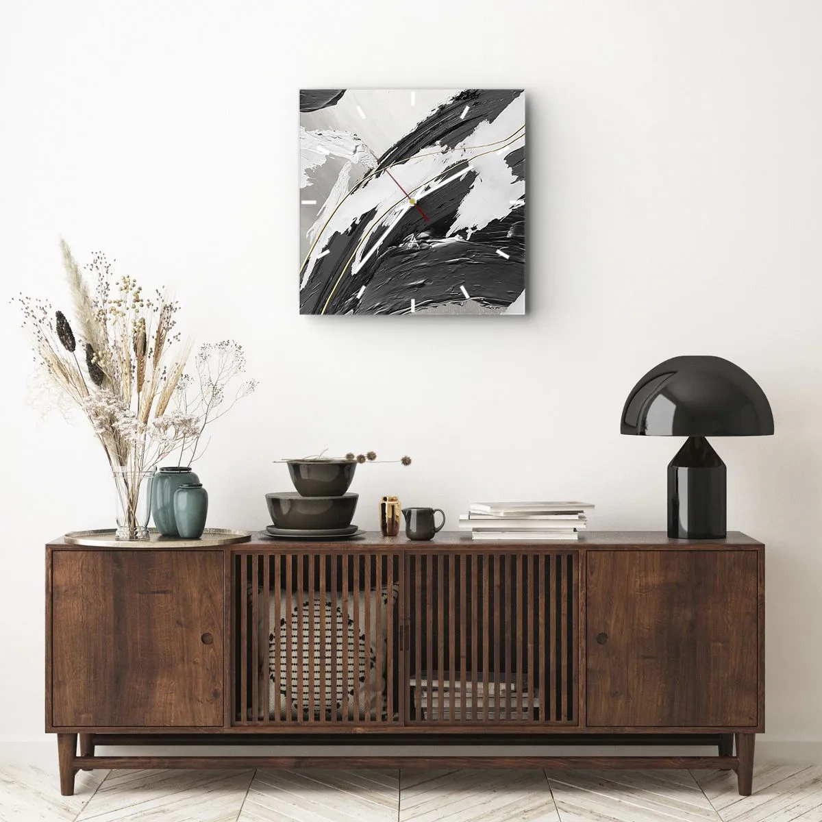 Wandklok - Klok - Abstractie op grote schaal - 30x30 cm
