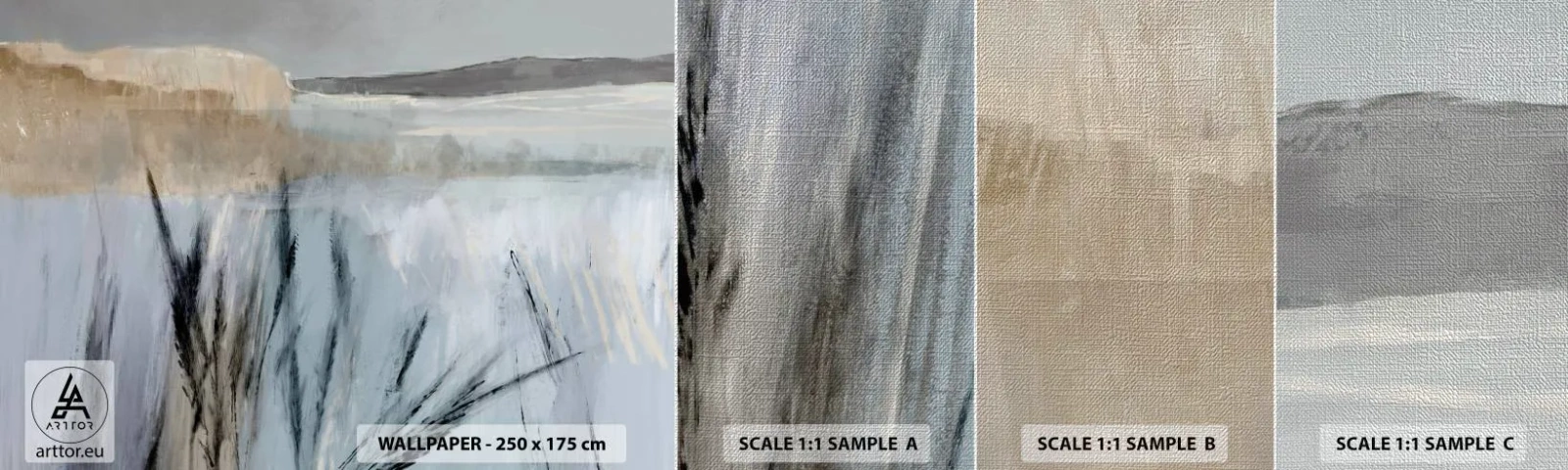 Fotobehang Monster Premium Canvas - Wintervelden - Helder, Minimalisme, Deel - 100x30 cm