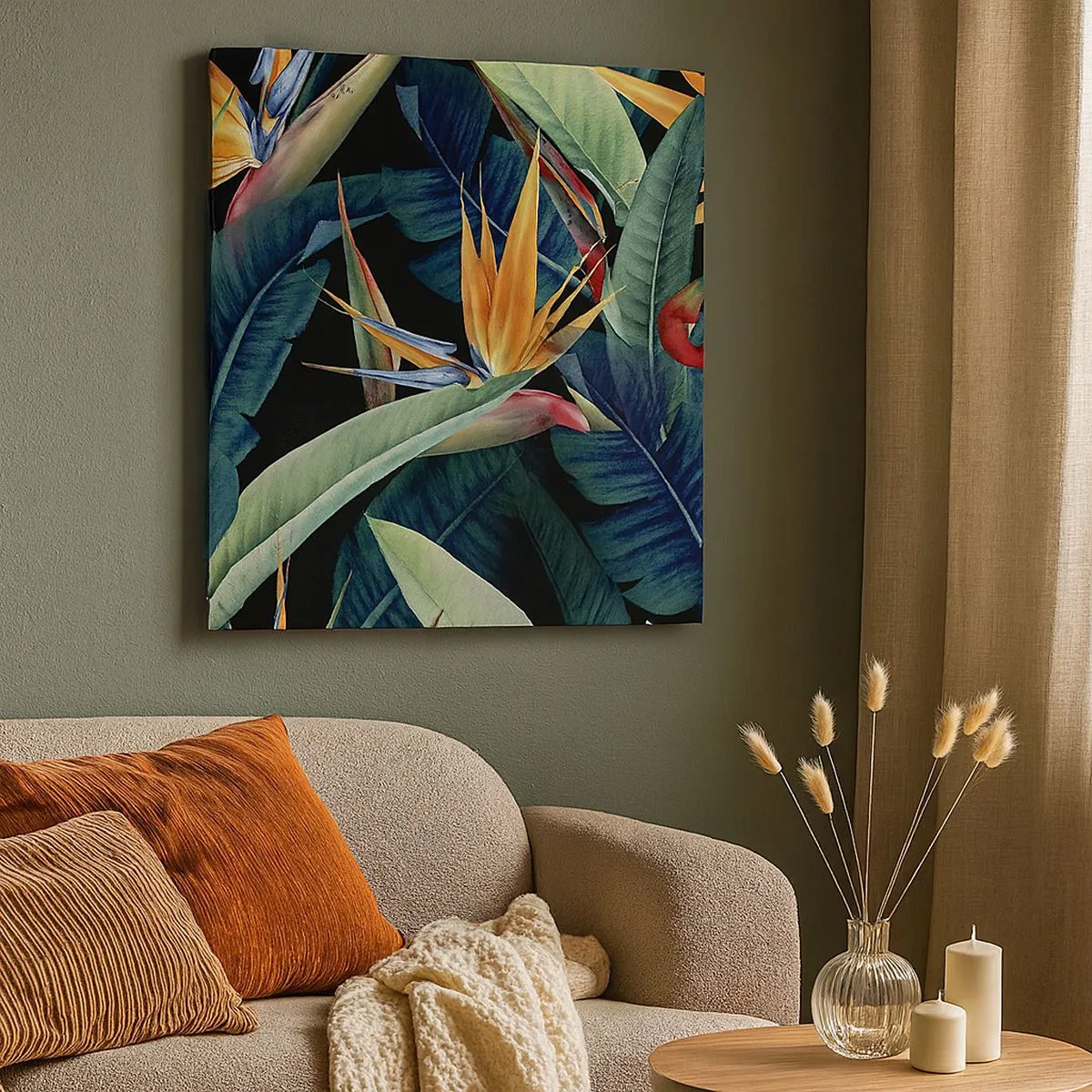 Schilderen op canvas - Vlammende bloemen van de tropen - 30x30 cm