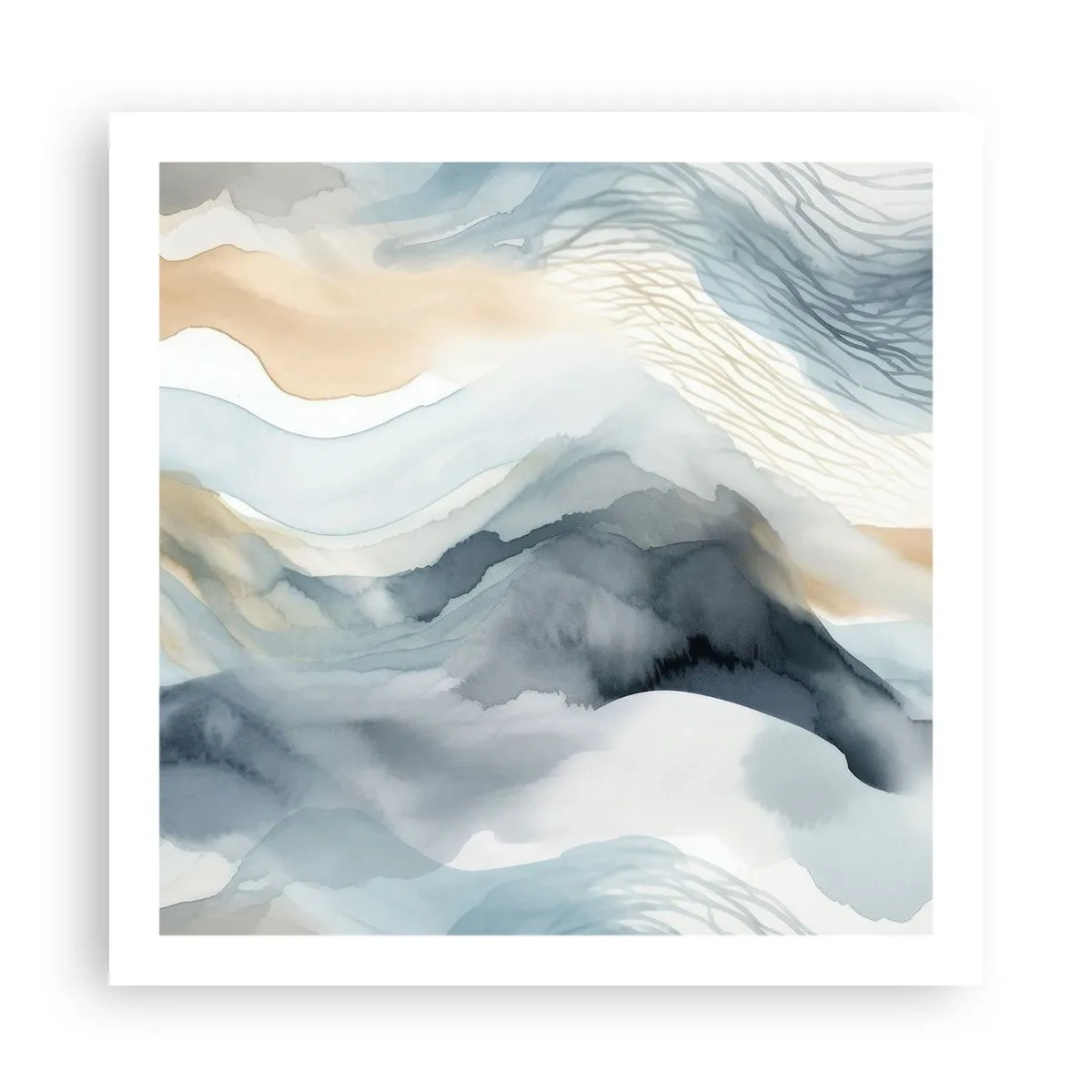 Poster - Besneeuwde en mistige abstractie - 60x60 cm