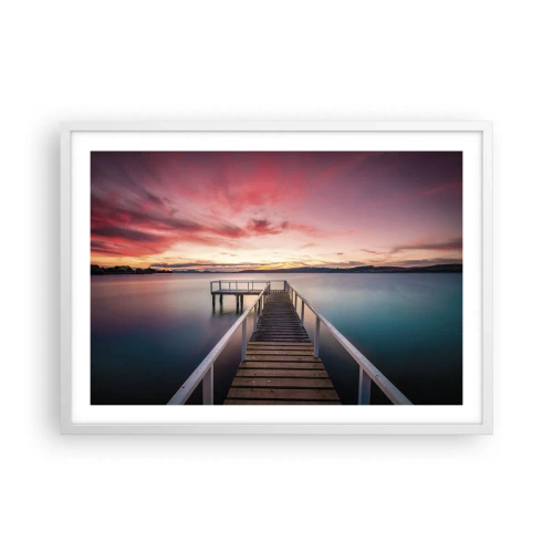 Poster in een witte lijst - De zachte vlam van de avond - 70x50 cm