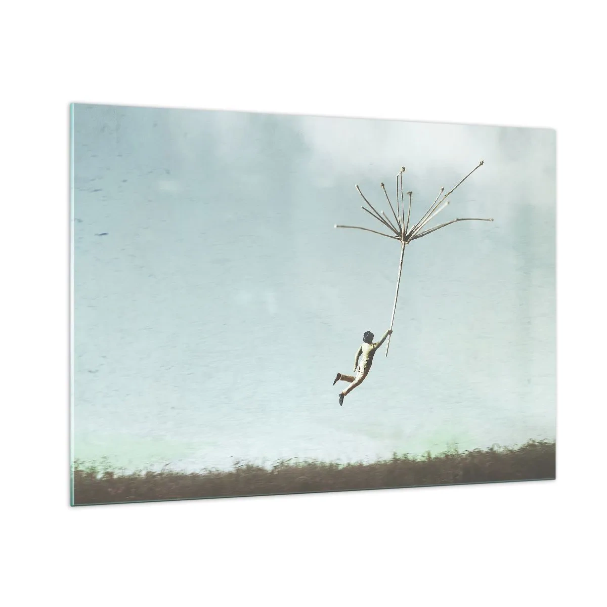 Schilderen op glas - Vliegers, paardebloemen, wind - 100x70 cm