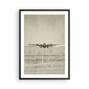 Poster in een zwarte lijst - Een vintage vliegtuig op de landingsbaan - 50x70cm - Zoals altijd klaar - Moderne wanddecoratie voor woonkamer en slaapkamer ARTTOR