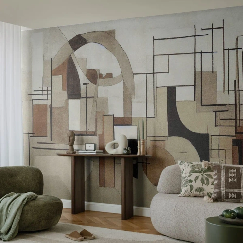 Fotobehang Premium Sand - Stadslandschap 2.0 - Abstractie, Deel, Vormen - 200x140 cm