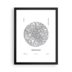 Poster in een zwarte lijst - Anatomie van Birmingham - 30x40 cm