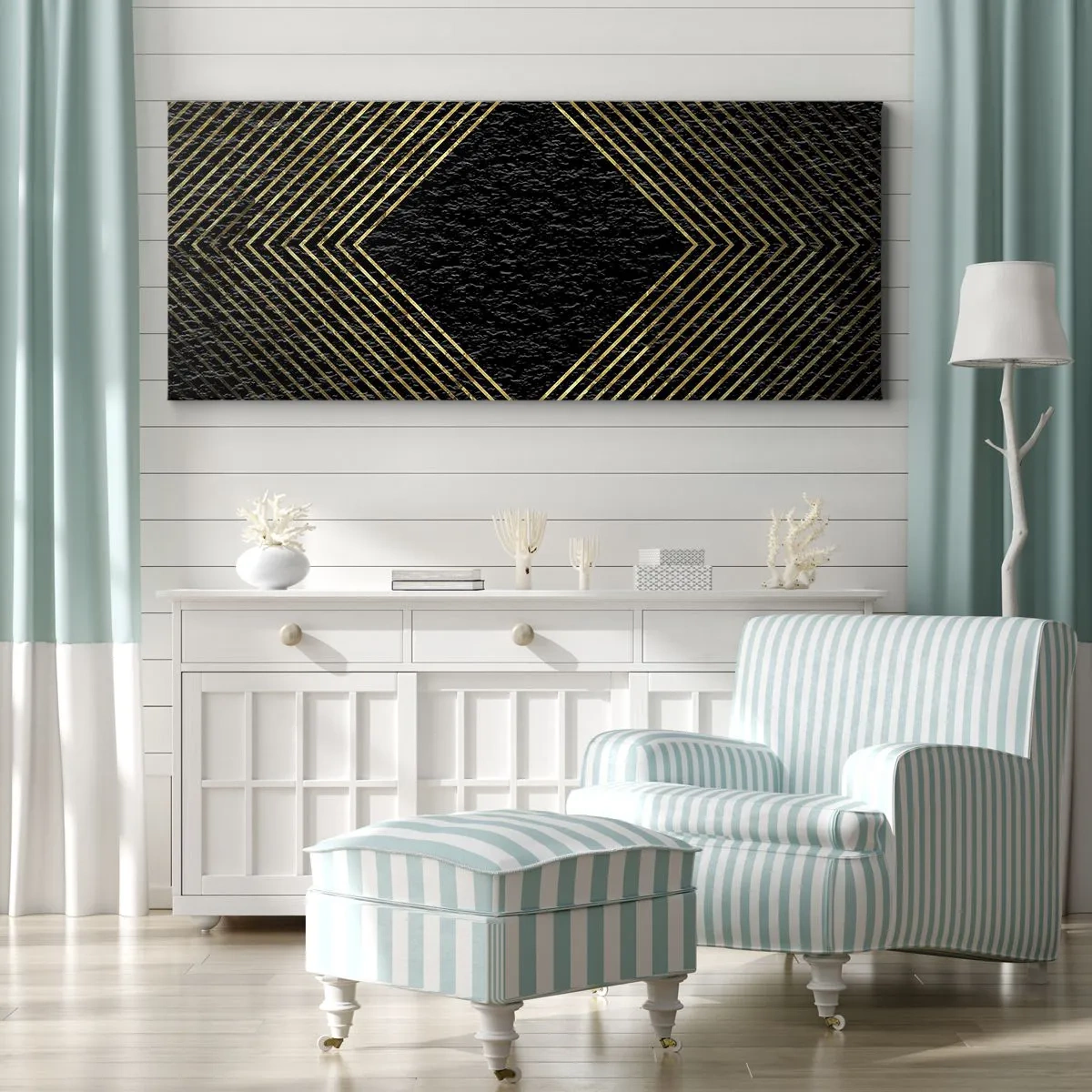 Schilderen op canvas - Geometrie in glamoureuze stijl - 90x30 cm