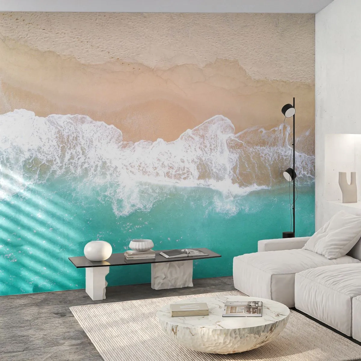 Zelfklevend Fotobehang Deluxe Sticker - Een strelende aanraking - Landschap, Zee Golf, Strand - 250x175 cm