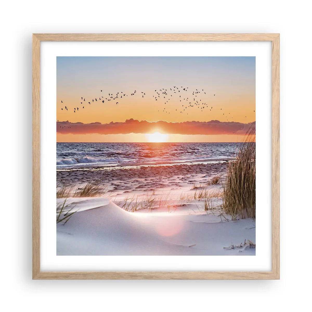 Een poster in een licht eiken lijst - Horizontaal landschap - 50x50 cm