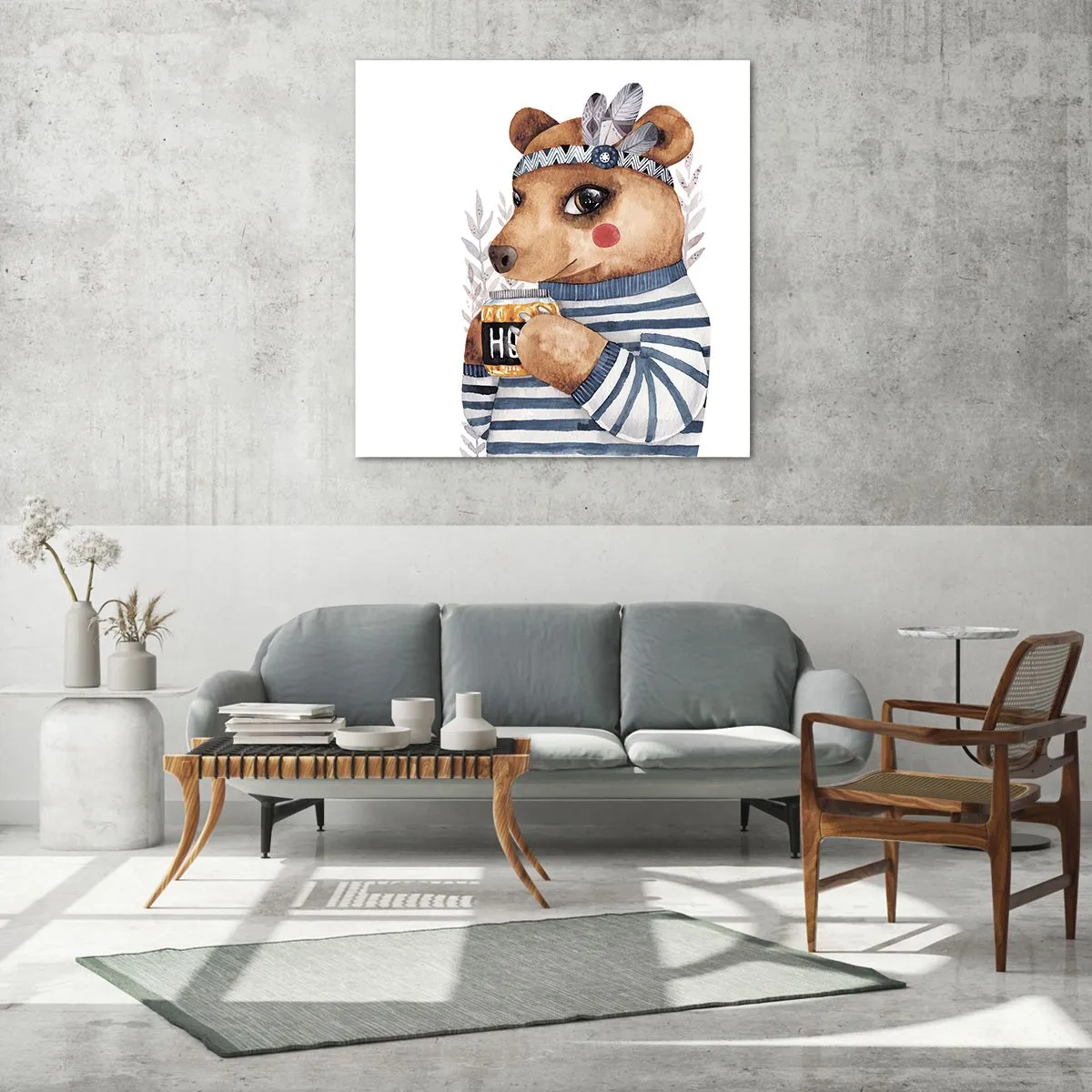 Schilderen op glas - Zoete beer - 60x60 cm