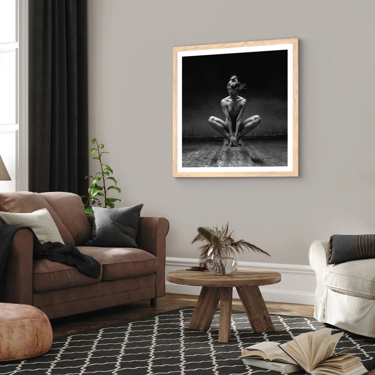 Een poster in een licht eiken lijst - Concentratie van dansenergie - 40x40 cm