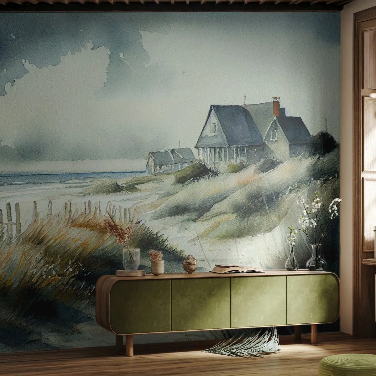 Fotobehang Premium Sand - Weg van de drukte - Huis, Strand, Zee - 300x210 cm