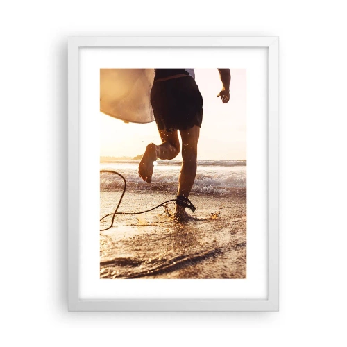 Poster in een witte lijst - Om de golf te ontmoeten - 30x40 cm