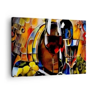 Schilderen op canvas - Abstract stilleven met glazen en instrumenten - 70x50cm - En de wereld krijgt kleuren - Moderne wanddecoratie voor woonkamer en slaapkamer ARTTOR
