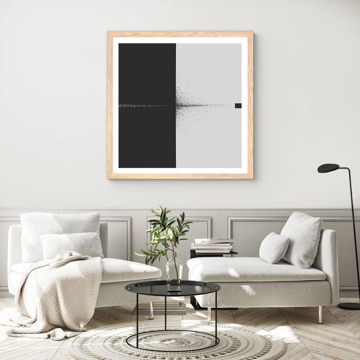 Een poster in een licht eiken lijst - Rechtstreeks naar het doel - 40x40 cm