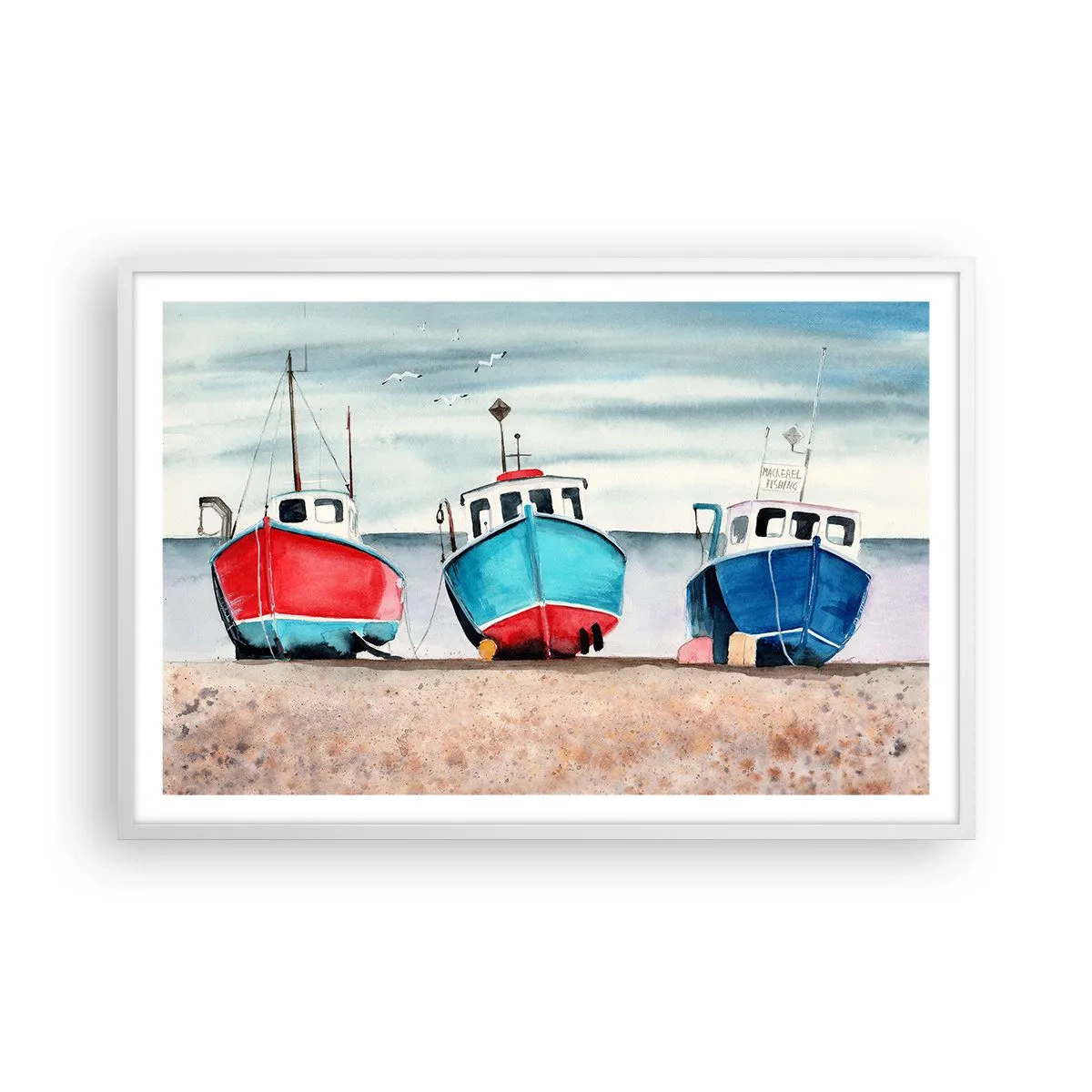 Poster in een witte lijst - Klaar om te vissen - 91x61 cm