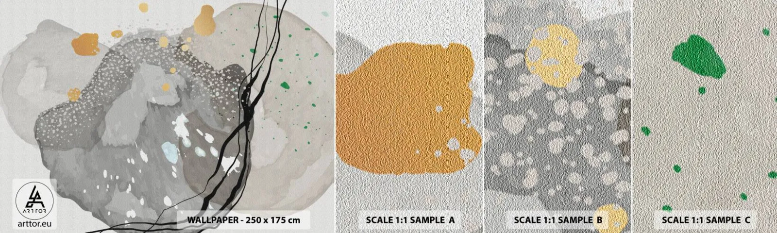Fotobehang Staaltje Standard Eco - Organische compositie - Abstractie, Vlekken, Verf - 100x30 cm