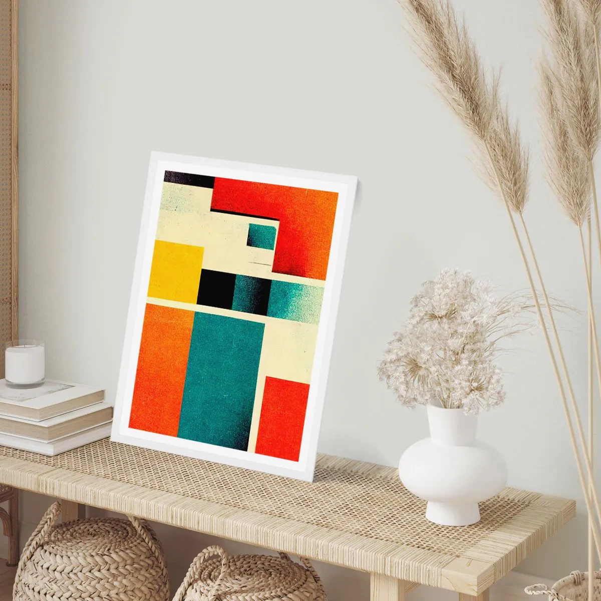 Poster in een witte lijst - Geometrische abstractie – goede energie - 70x100 cm